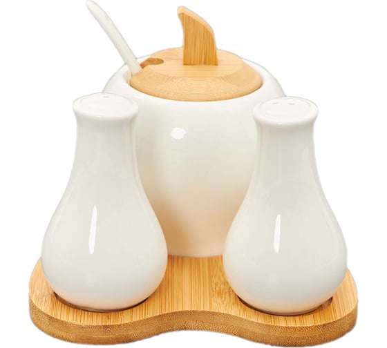 Изображение товара Набор для специй и сахарница JEWEL Фиона на подставке, фарфор ПС0046-46