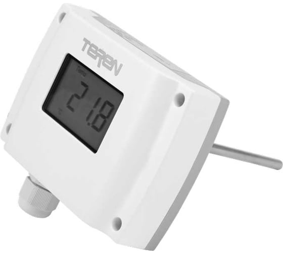 Изображение товара Цифровой датчик температуры для монтажа в воздуховоде 4-20мА и 0-10В постоянного тока, RS485/Modbus RTU -40-60C жк-дисплей и клавиши 75 мм Teren TTD2NB3020