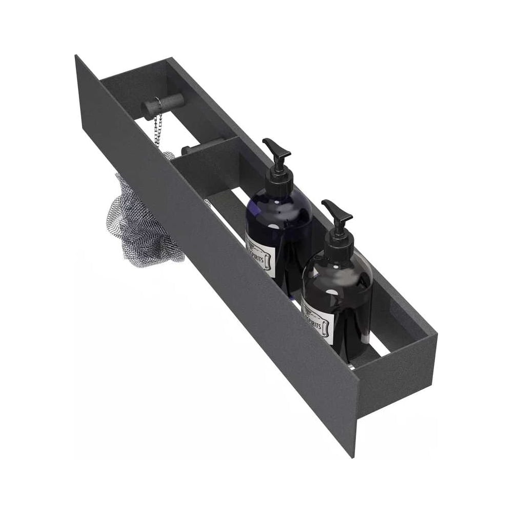 Изображение товара Полка Граф Держалкин Skyline patron 50x9.2x9 черная с крючками для стен