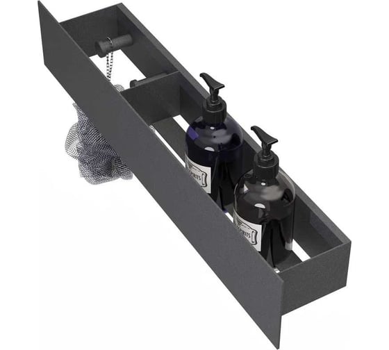 Изображение товара Полка Граф Держалкин Skyline patron 50x9.2x9, крючки слева, черная Fl-sky-pa50л-ч