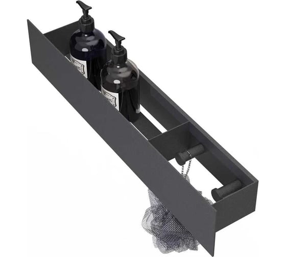 Изображение товара Полка Граф Держалкин Skyline patron 50x9.2x9, крючки справа, черная Fl-sky-pa50п-ч