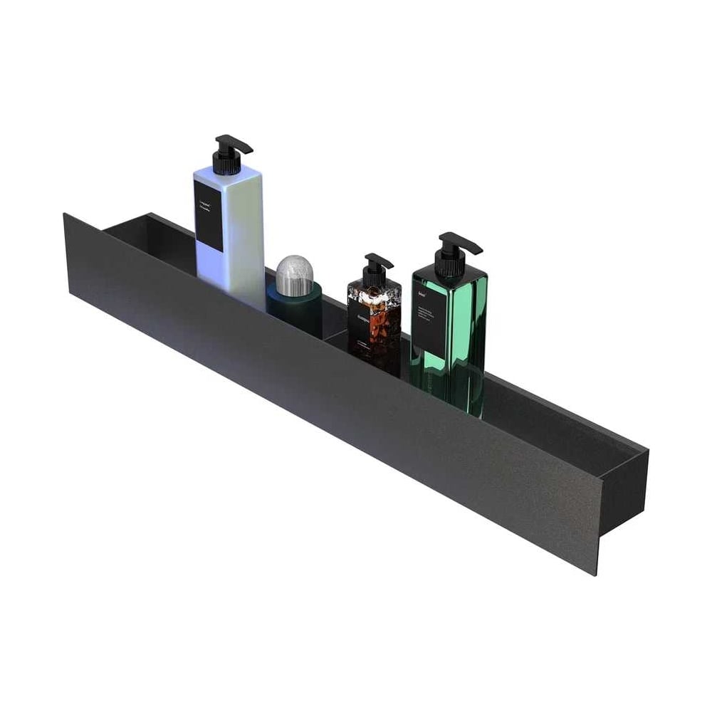 Изображение товара Полка Граф Держалкин Skyline mono 70x9.2x9 черная металлическая настенная стеллаж стиль лофт