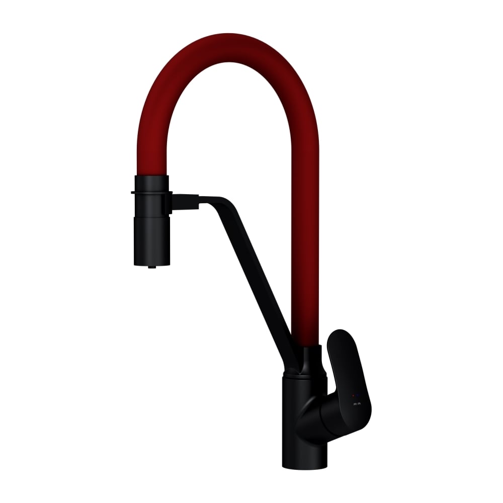 Изображение товара Смеситель для кухни AM.PM Like гибкий излив с фильтром черный/красный