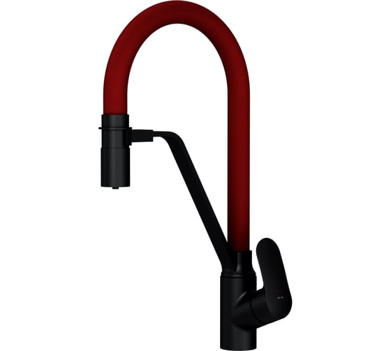 Изображение товара Смеситель для кухни AM.PM Like с каналом для питьевой воды и гибким изливом, черный, красный излив F8007828