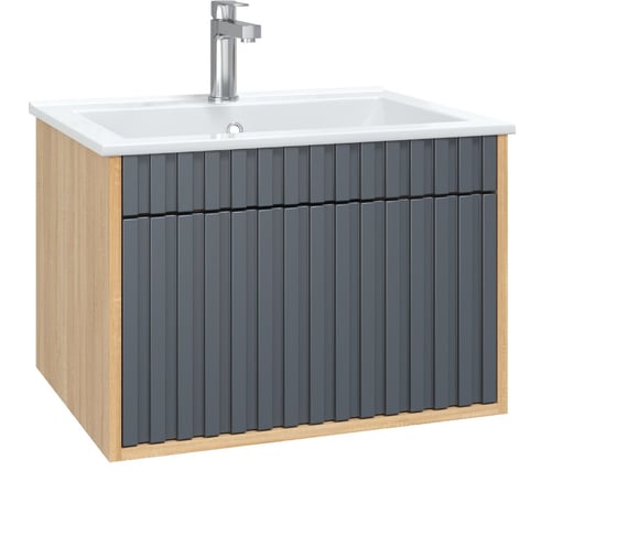 Изображение товара Тумба с раковиной Onika дайлер 60 подвесная графит/дуб сонома 106151