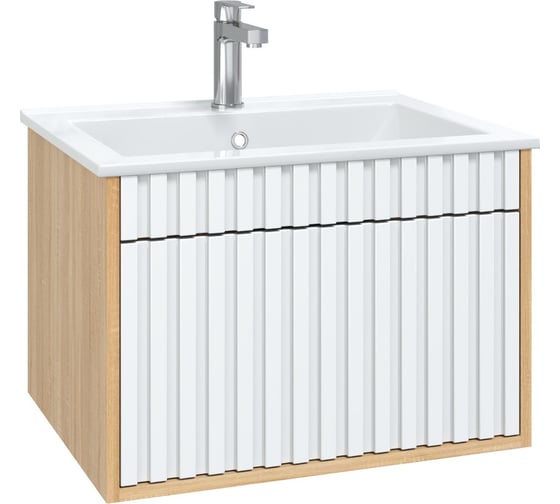 Изображение товара Тумба с раковиной Onika Дайлер 60 подвесная белая/дуб сонома 106150