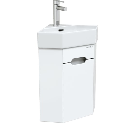 Изображение товара Тумба с раковиной Onika Айленд 35 подвесная, белая, угловая (ум. Line) 103502