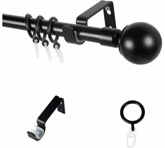 Изображение товара Металлический карниз LM DECOR лайт сфера, диаметр 19 мм, 3 м, черный матовый SC64613131300MB