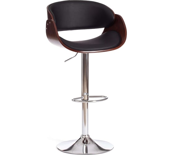 Изображение товара Барный стул Tetchair Lando (mod.4036) металл/дерево/экокожа, 59x51x93-114 см, высота сиденья 62-83 см, черный/орех/хром 13657