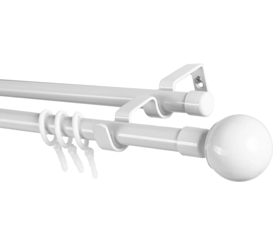 Изображение товара Металлический двухрядный карниз LM DECOR лайт сфера, диаметр 19/19 мм, 3 м, белый глянец SC64614131300WH