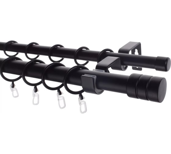 Изображение товара Металлический карниз LM DECOR лайт цилиндр, диаметр 25/19 мм, 2.4 м, черный матовый SC08814131240MB