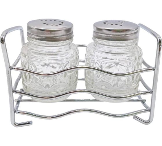 Изображение товара Набор для специй ООО Комус 2 предмета, соль, перец, нержавеющая сталь, подставка волна, кт107 1788383