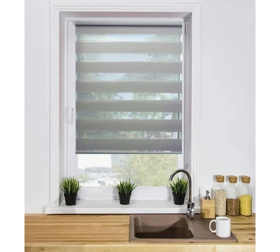 Изображение товара Рулонная штора LM DECOR день-ночь lb 10-17 серый, 48x160 см 1017048