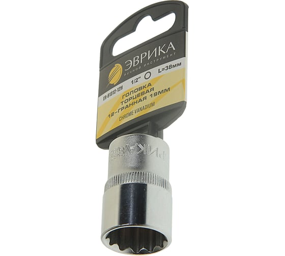 Изображение товара Головка торцевая Эврика 19мм 1/2 12-гранная L=40мм на держателе ER-91312-12H 990334