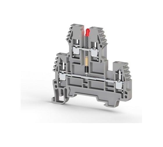 Изображение товара Клеммник Klemsan 2-х ярусный, 2,5 мм.кв., с индикацией 24 VDC, (серый); PIK2,5 NLD 24VDC 20 шт. 0.0.0.3.317329