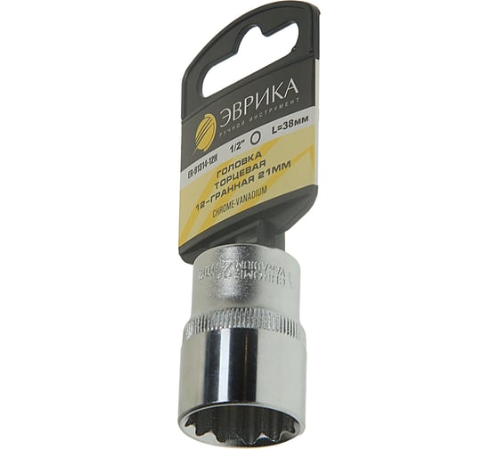 Изображение товара Головка торцевая Эврика 21мм 1/2 12-гранная L=40мм на держателе ER-91314-12H 990338