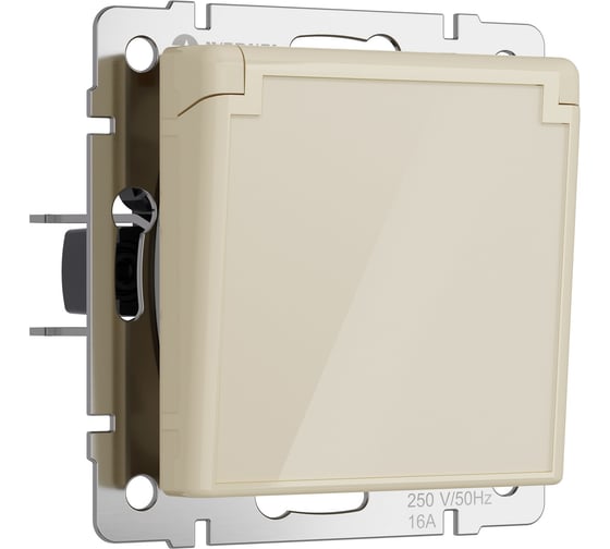 Изображение товара Влагозащищенная розетка WERKEL с заземлением, с защитной крышкой и шторками (айвори акрил) w1171243 a064062
