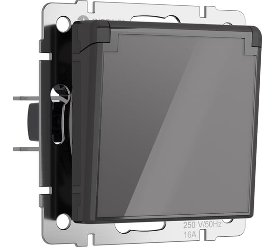 Изображение товара Влагозащищенная розетка WERKEL с заземлением, с защитной крышкой и шторками (графит акрил) w1171244 a064092