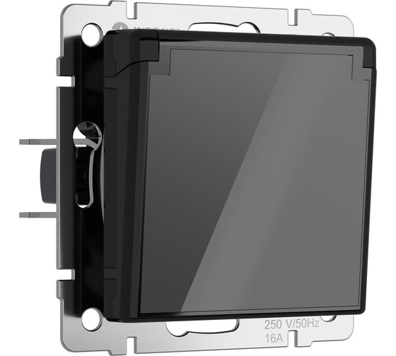 Изображение товара Влагозащищенная розетка WERKEL с заземлением, с защитной крышкой и шторками (черный акрил) w1171248 a064043