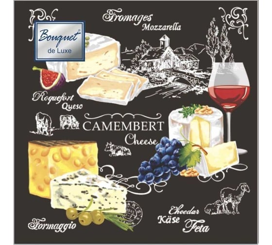 Изображение товара Бумажные салфетки EUROHOUSE Застолье, Bouquet de Luxe 24x24 см, 3 слоя, 25 шт 37259