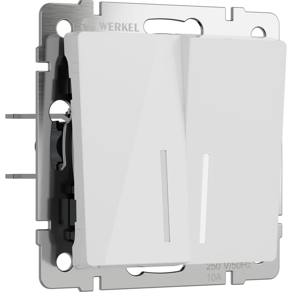 Изображение товара Двухклавишный проходной выключатель WERKEL подсветка белый акрил