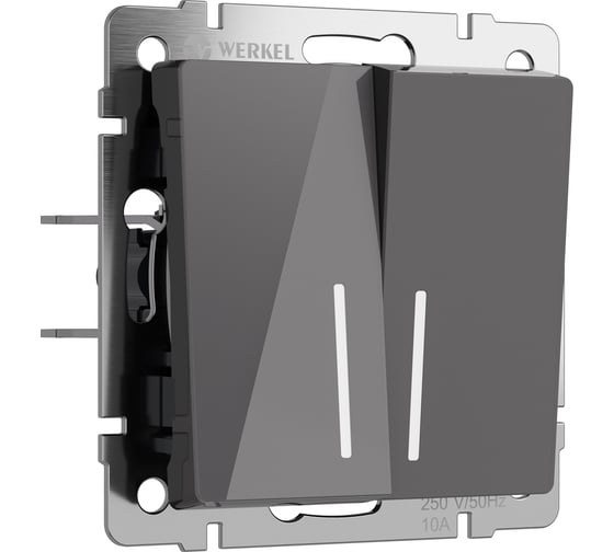 Изображение товара Двухклавишный проходной выключатель WERKEL с подсветкой (графит акрил) w1122144 a064089