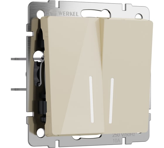 Изображение товара Двухклавишный выключатель WERKEL с подсветкой (айвори акрил) w1120143 a064057