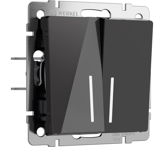 Изображение товара Двухклавишный выключатель WERKEL с подсветкой (черный акрил) w1120148 a064038
