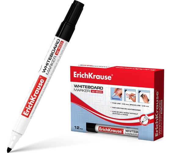 Изображение товара Маркер ErichKrause для досок W-500, цвет чернил черный 12845