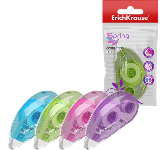 Изображение товара Корректирующая лента ErichKrause Spring, 5 мм х 6 м, ассорти 53196
