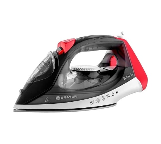 Изображение товара Утюг BRAYER 4012BR 2400 Вт, керамическое покрытие подошвы, пар 140 г/мин, антикапля, функция разбрызгивания, 330 мл, вертикальное отпаривание BR4011