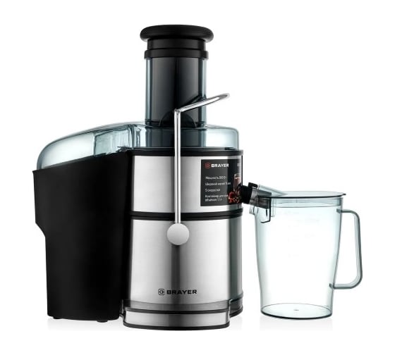 Изображение товара Центробежная соковыжималка BRAYER 1709BR 800 Вт, реверс, диаметр 75 мм, резервуар для сока 1,1 л, резервуар для мякоти 2 л BR1709