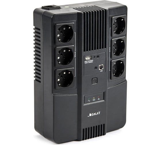 Изображение товара Источник бесперебойного питания SKAT UPS 600 AI ИБП 220В 360Вт 1АКБ 7Ач, 6 выходов 8998