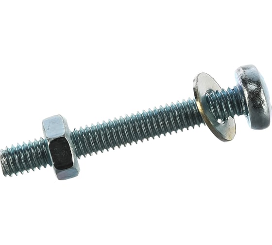 Изображение товара Пакет винт п/ц с гайкой и шайбой Метизный двор цинк м4х30мм 25 шт. 4607173901897