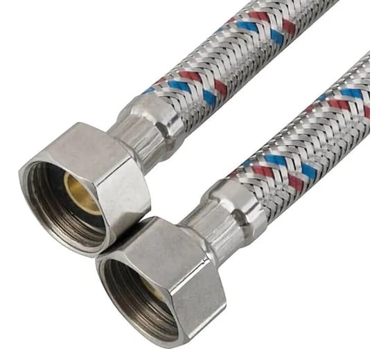 Изображение товара Подводка гибкая для воды ELKA с оплеткой из нержавеющей стали 1/2" х 120 см, стальная гайка ИС.100071