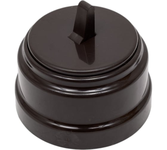 Изображение товара 1-клавишный выключатель Bylectrica тумблерный проходной 10А ОУ серия РЕТРО, А610-2265 шоколад