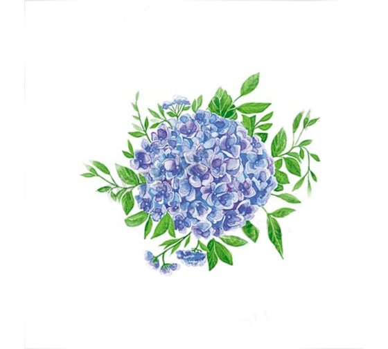 Изображение товара Бумажные салфетки EUROHOUSE 20x20 см, 2-слойные, Голубая гортензия 30 шт 57614