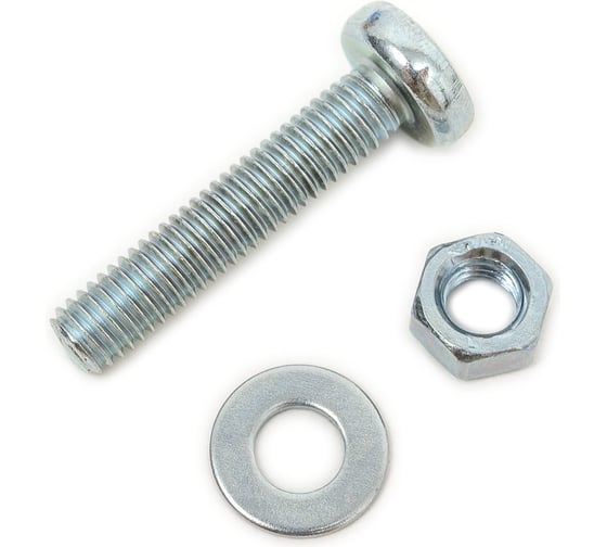 Изображение товара Пакет винт п/ц с гайкой и шайбой Метизный двор цинк м5х25мм 15 шт. 4607173901941