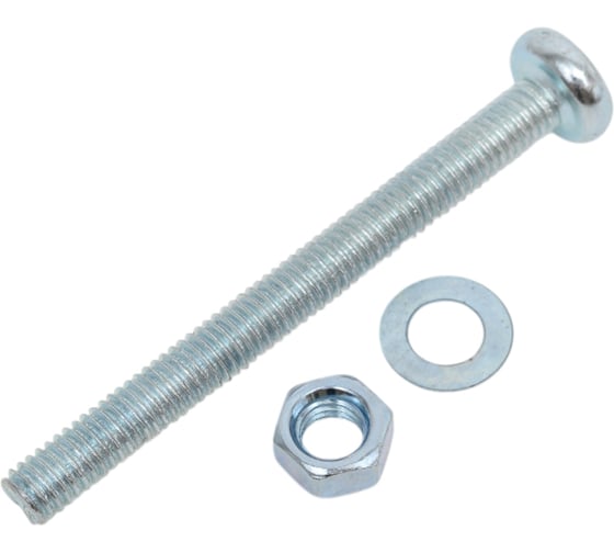 Изображение товара Пакет винт п/ц с гайкой и шайбой Метизный двор цинк м5х50мм 10 шт. 4607173901996