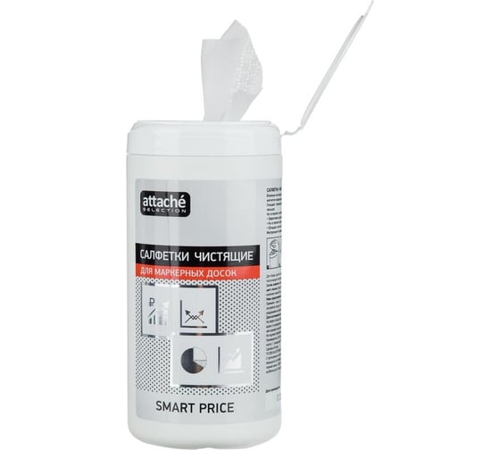 Изображение товара Салфетки для маркерных досок Attache Selection smart price влажные, 100 шт. 1722260