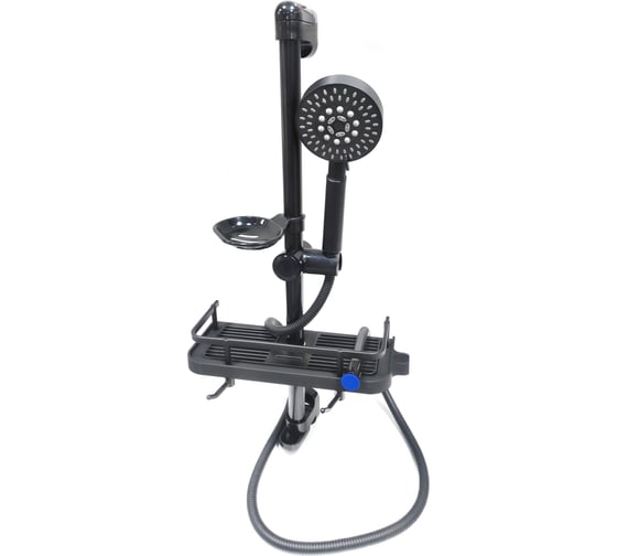 Изображение товара Душевая стойка SANTREK AQUA-1601 BLACK (высота 600мм) с полочкой (в комплекте душевой шланг и душевая лейка) 119978