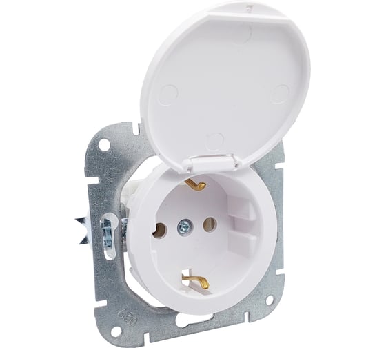 Изображение товара Механизм 1-местной розетки Bylectrica скрытой установки, с землей, с крышкой, серия ПРОВАНС РС16-1412 перламутр
