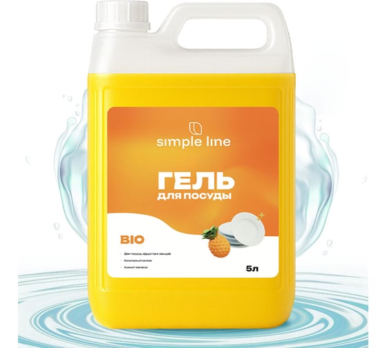 Изображение товара Антибактериальное средство для мытья посуды, фруктов и овощей SIMPLE LINE 6 Pineapple, 5л 20610005