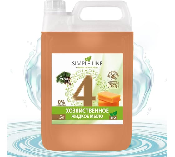 Изображение товара Антибактериальное хозяйственное мыло SIMPLE LINE 4 Needles, 5л 20400005