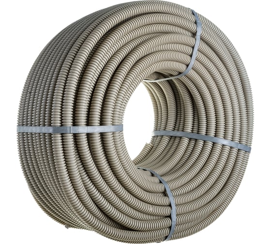Изображение товара Гофрированная легкая труба ЭРА ПВХ серый, строительная d 20мм с зонд., легкая 100м, Б0036839