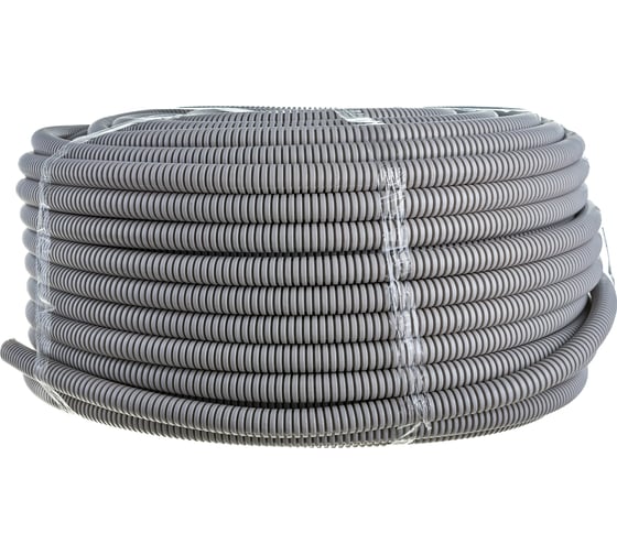 Изображение товара Гофрированная труба ЭРА ПВХ серый d 20мм с зонд. легкая 100м Б0020110