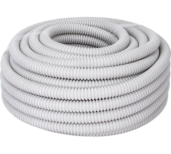 Изображение товара Гофрированная труба ЭРА ПВХ серый d 20мм с зонд. легкая 20м Б0036989