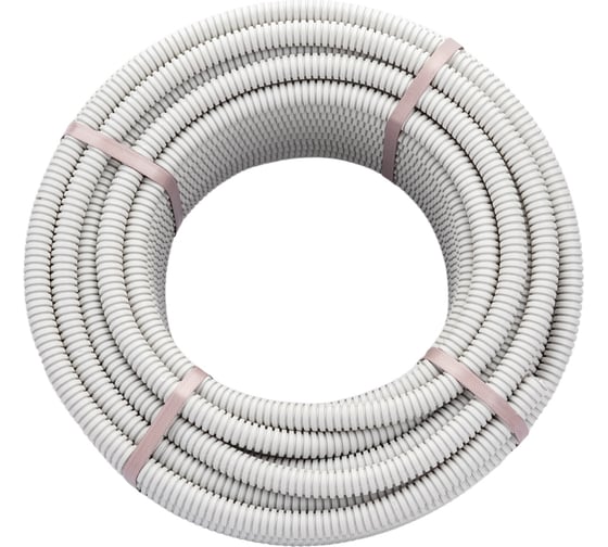 Изображение товара Гофрированная легкая труба ЭРА ПВХ серый d 20мм с зондом 50м Б0042996