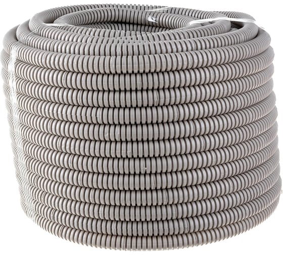 Изображение товара Гофрированная труба ЭРА ПВХ серый d 16мм с зонд. легкая 50м Б0042995