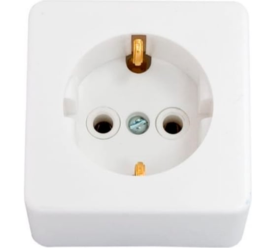 Изображение товара 1-местная розетка Bylectrica открытой установки, с землей, серия Прочие изделия, белый РА10-209 РА16-209